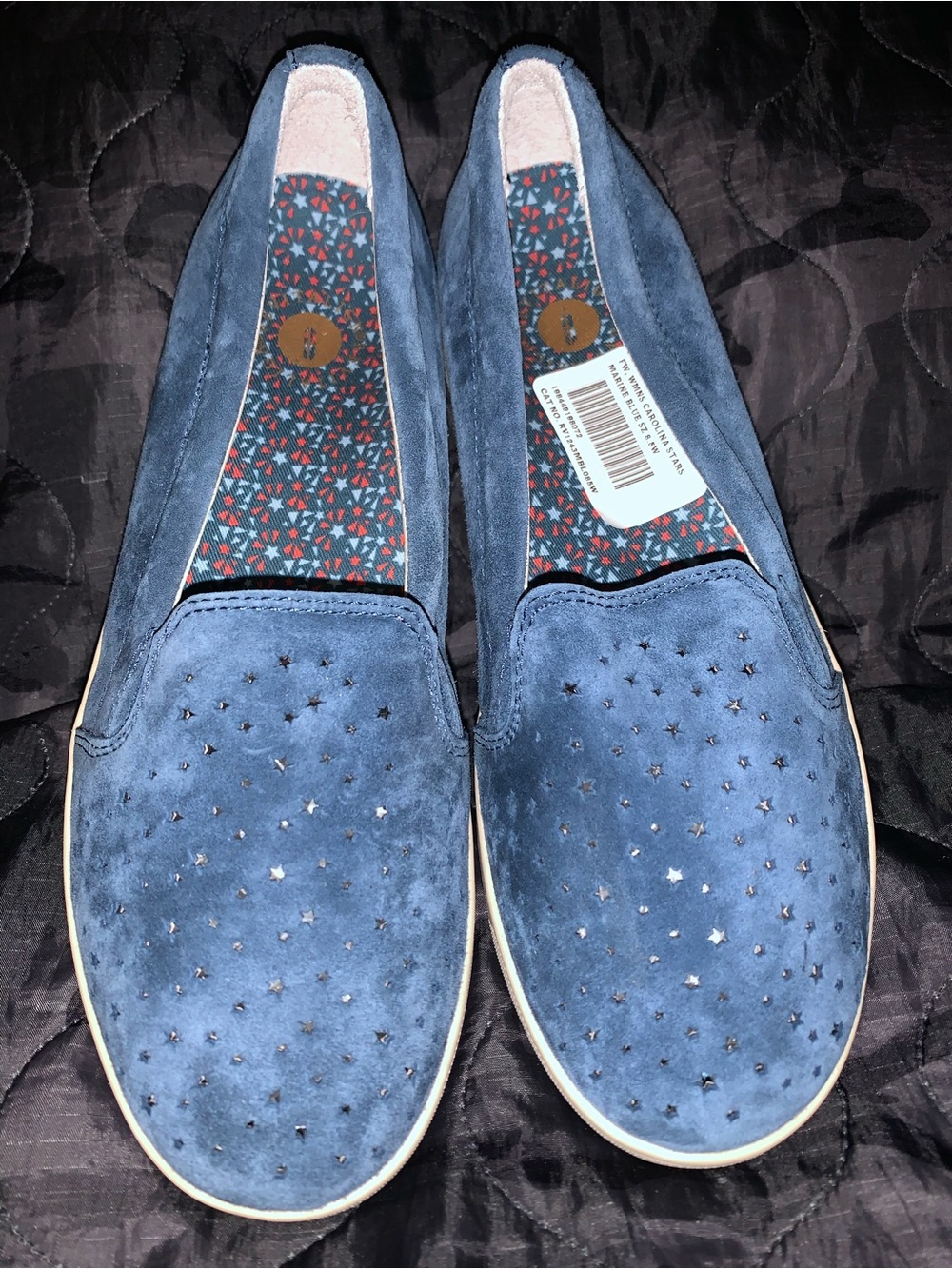 Revitalign Carolina Stars Marine Blue Suede Slip On Shoes 8.5 Wide NEW